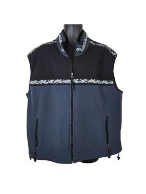 Copper River Kodiak Fleece Vest Mens 2XL Alaska Fish Black Blue